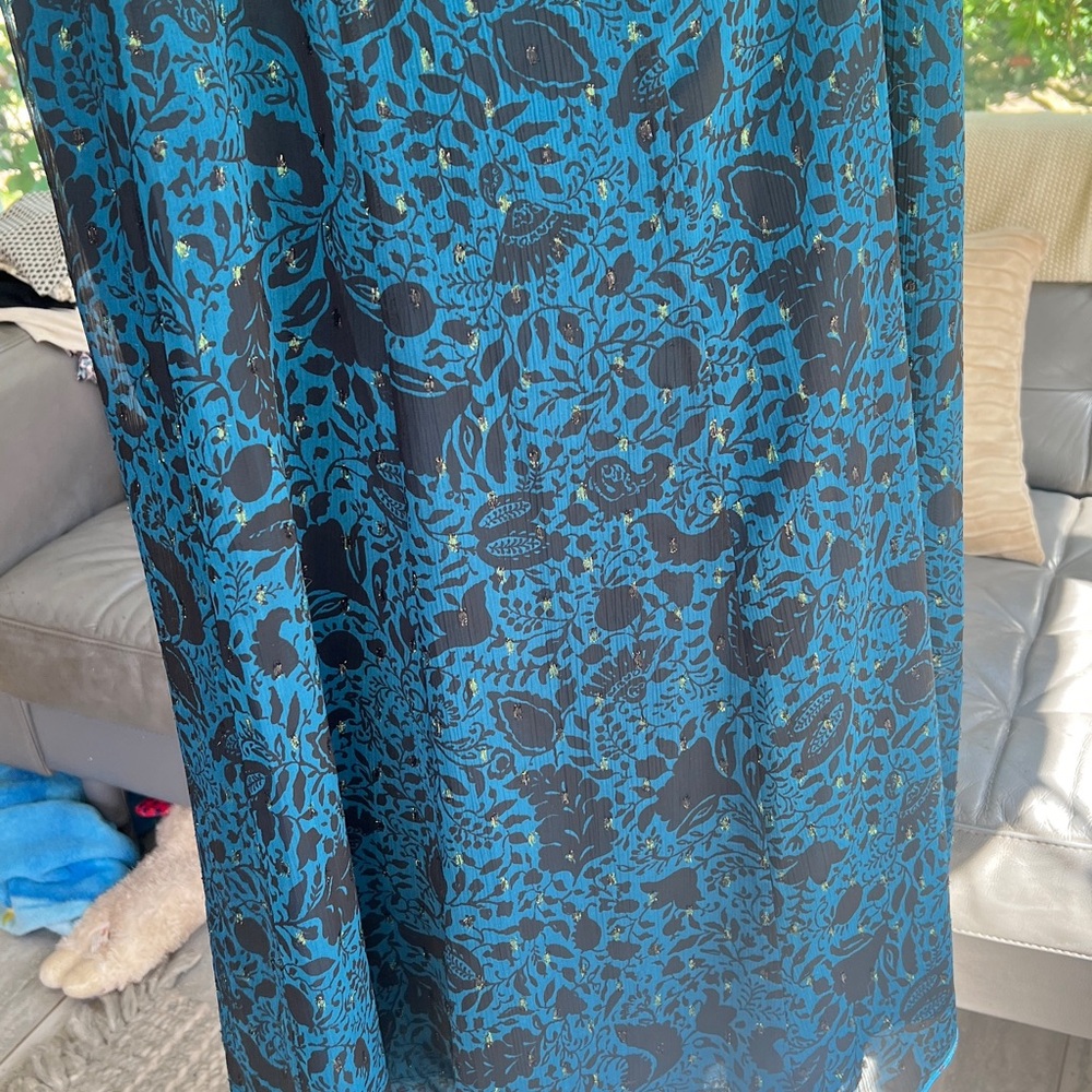 Ann Taylor Chiffon A line Skirt - Size 10 US , royal blue, black and sparkles